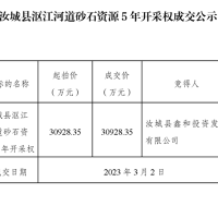 底價成交！湖南汝城5年河砂開采權被當地國企超3億元競得